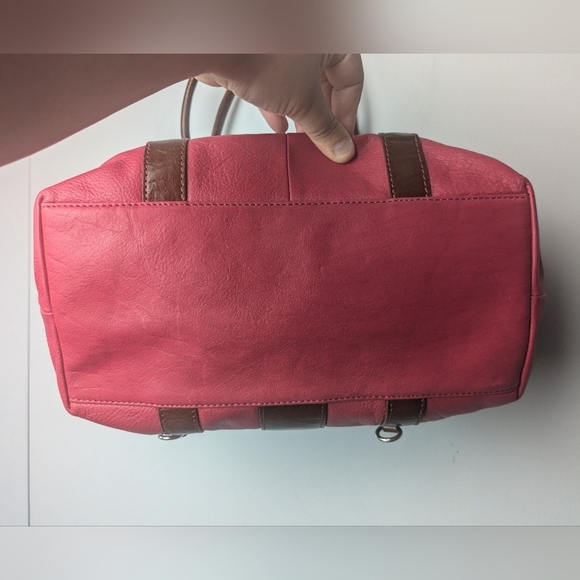 VINTAGE Danier Pink And Brown Leather Shoulder Purse Medium Size - Picture 5 of 12